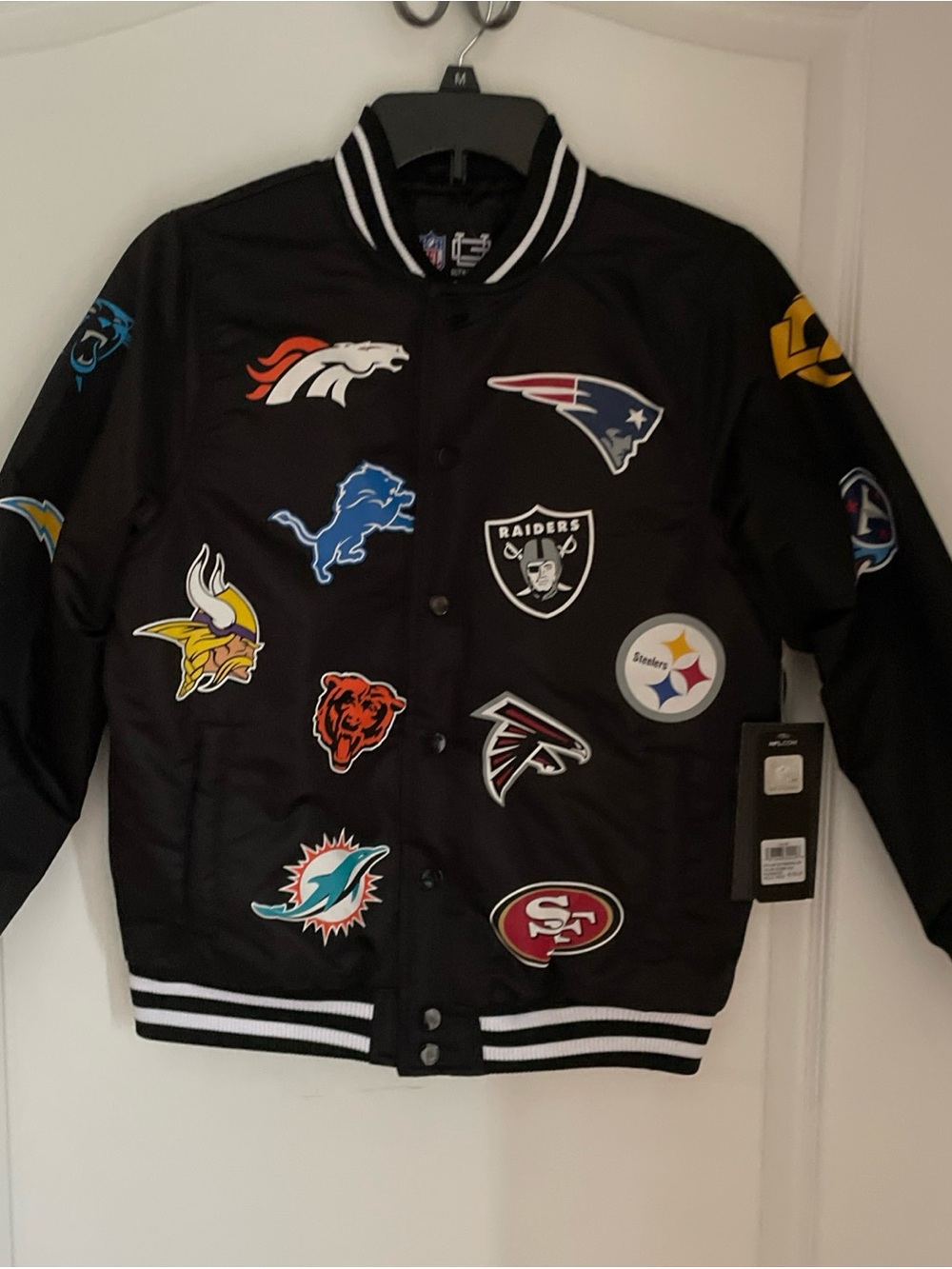 NFL all team logo jacket kid size 14-16 with tags chiefs bills steelers NWT